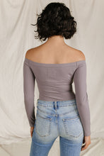 Bodysuit - Long Sleeve Off The Shoulder - Charcoal