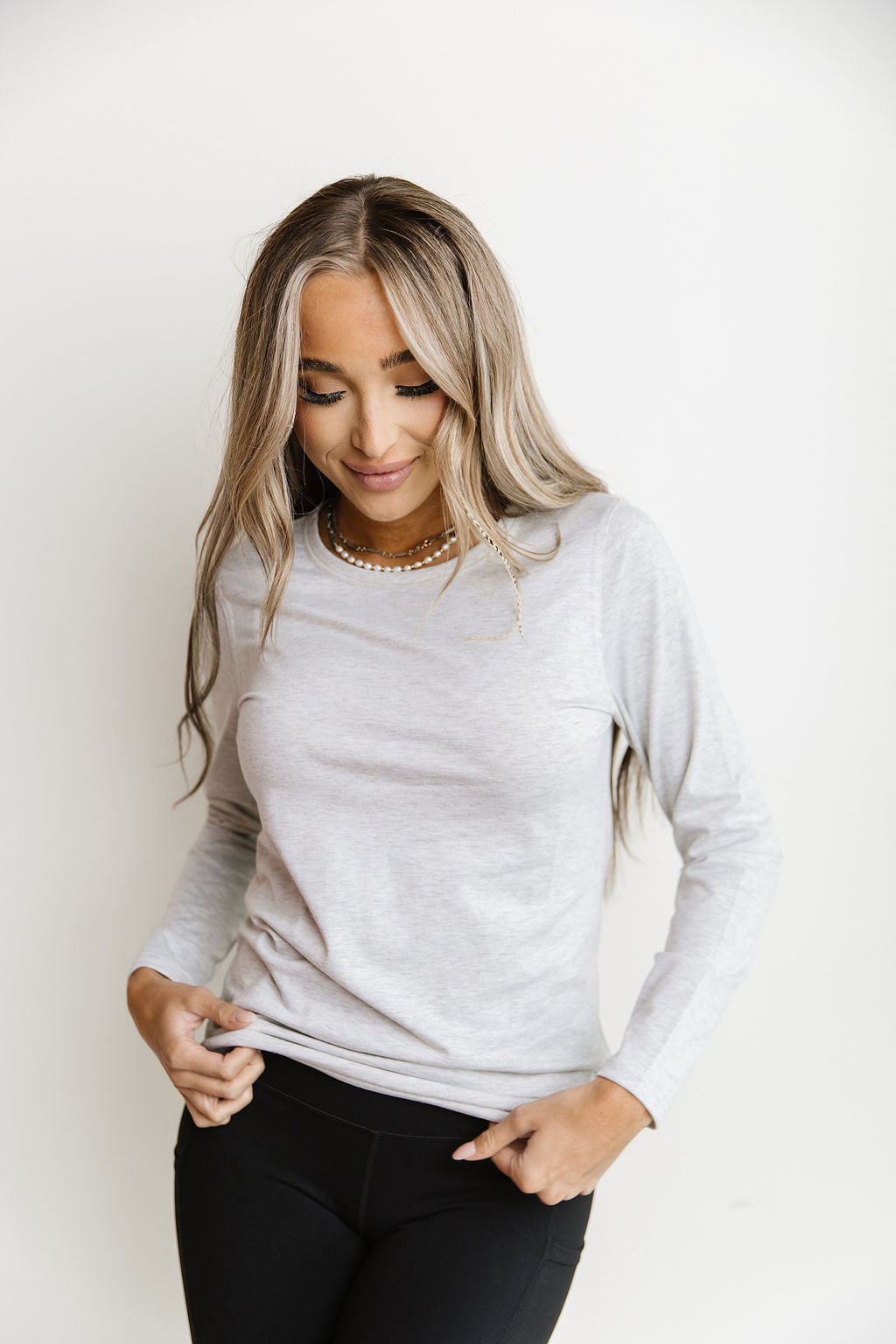 Long Sleeve Crew Neck Lulu Tee- Heather Grey