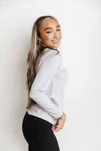 Long Sleeve Crew Neck Lulu Tee- Heather Grey