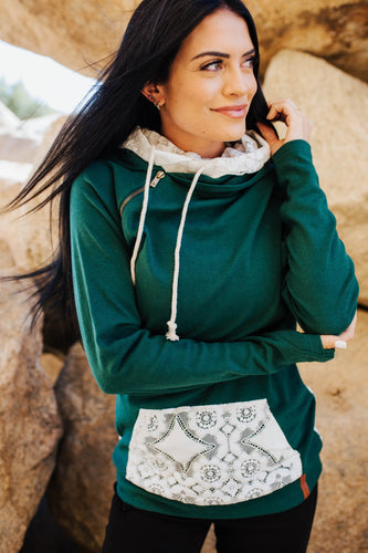 DoubleHood™ Sweatshirt - Lovely Lace Evergreen