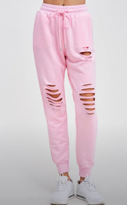 Distressed Joggers {Light Pink}