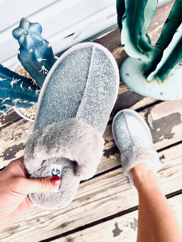 Deidre Fur Lined Slippers {Silver}