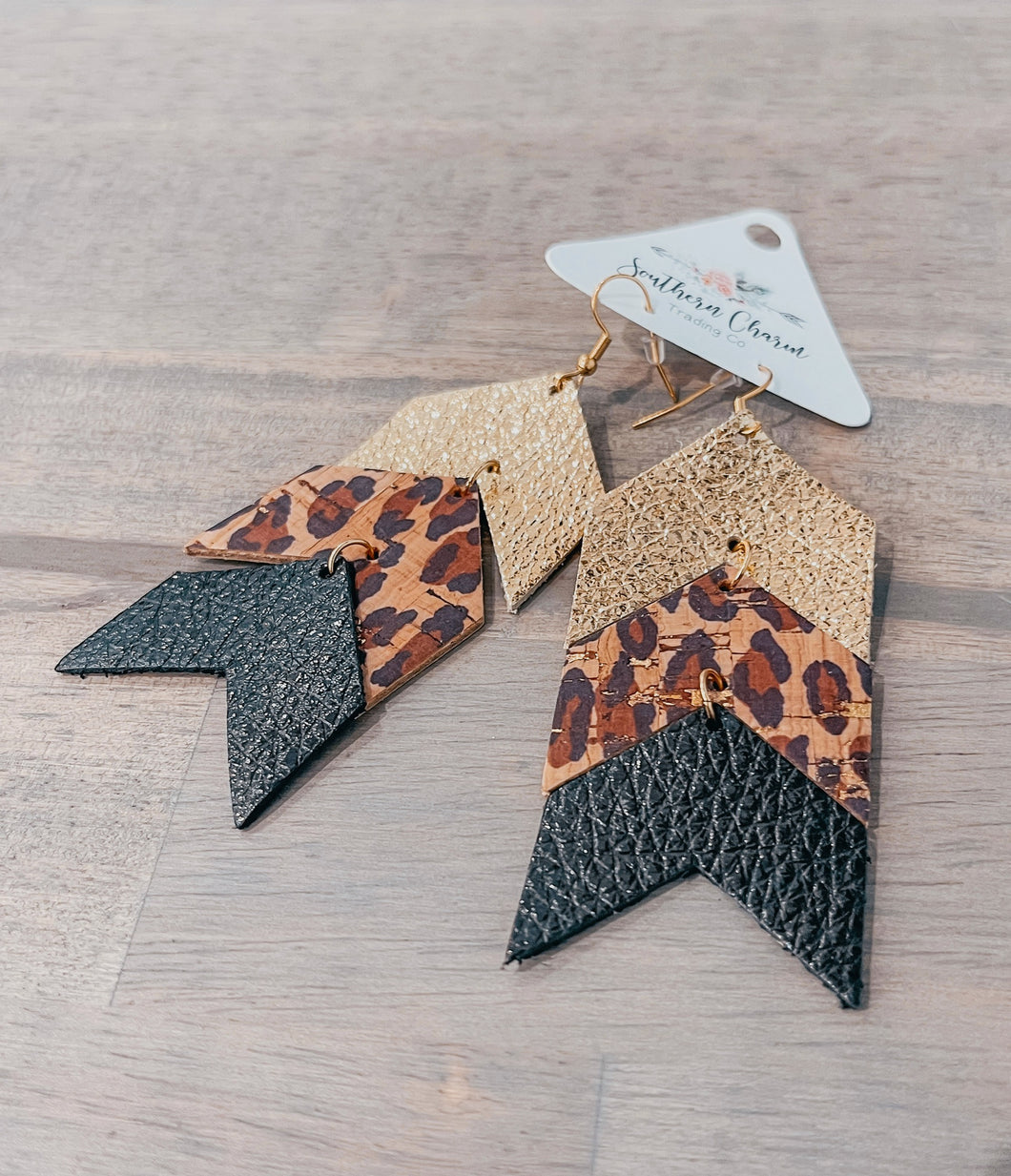Golden Leopard Arrow Earrings