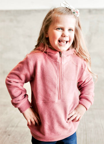 Kids Ampersand Half Zip Hoodie {Cozy Cutie-Raspberry}