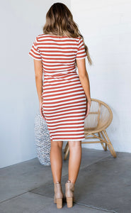 Better Than Basics Striped Dress-Rust {Ampersand}