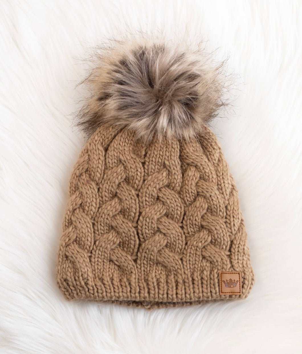 Braided Knit Pom Beanie