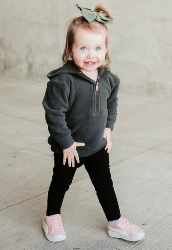 Kids Ampersand Half Zip Hoodie {Cozy Cutie Licorice}