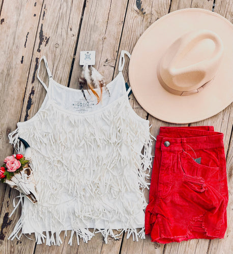 Feelin’ Fringy Tank {White}