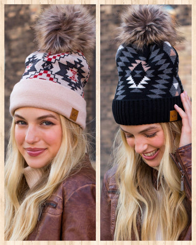 Aztec Pom Beanie