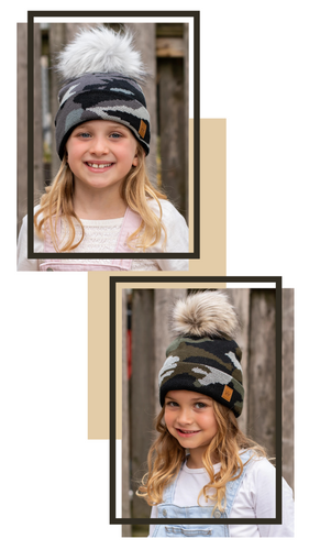 Kids Camo Pom Beanie