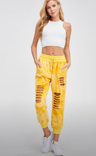 Mineral Wash Distressed Joggers {Yellow}