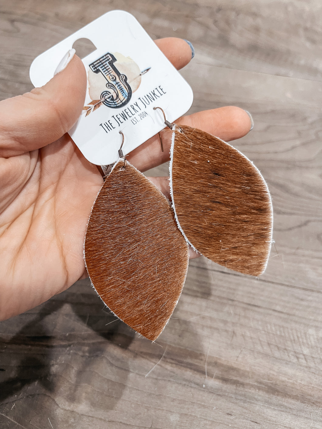 Genuine Cowhide Leaf Earrings